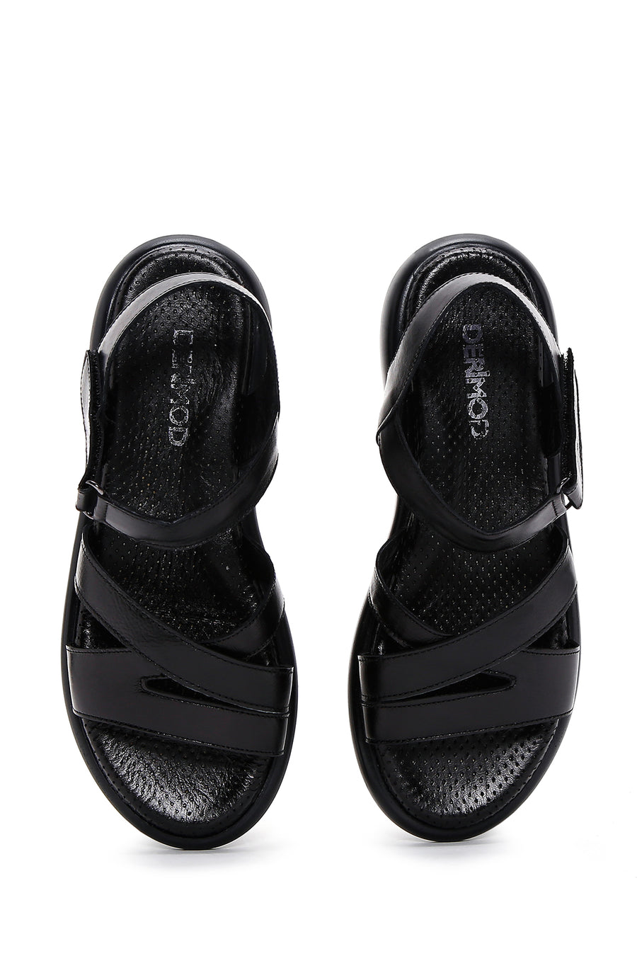 Kadın Siyah Deri Comfort Sandalet