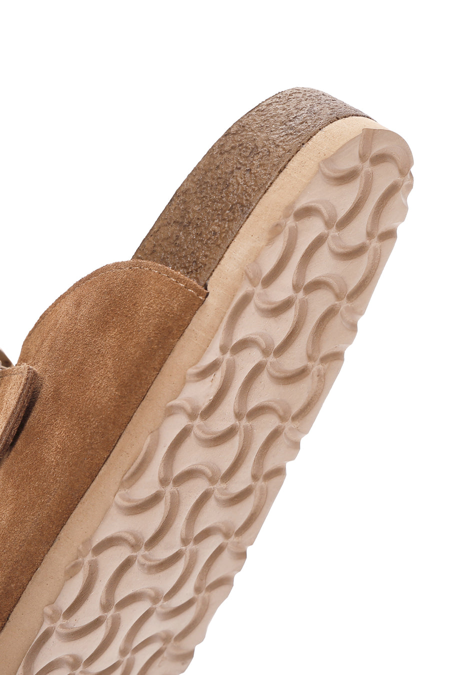Women's Brown Buckle Suede Leather Slippers