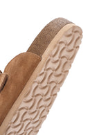 Women's Tan Suede Leather Slippers | Derimod