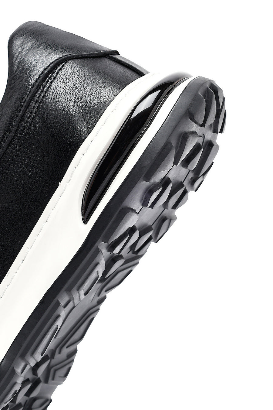 Erkek Siyah Bağcıklı Kalın Tabanlı Deri Sneaker