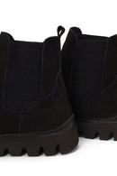 Male Black Thick-Soled Nubuck Leather Chelsea Boots | Derimod