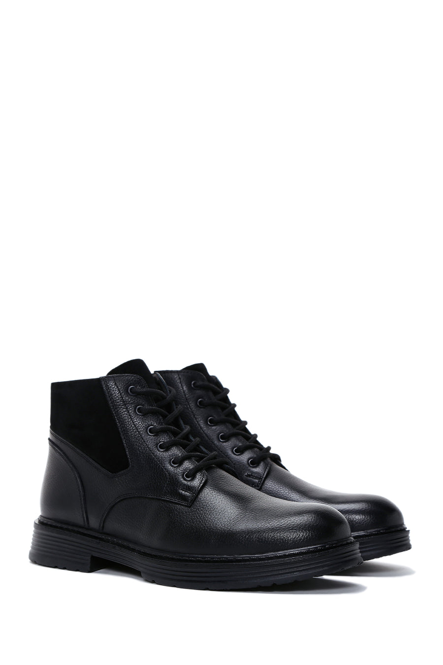 Men's Black Leather Zippered Casual Boots