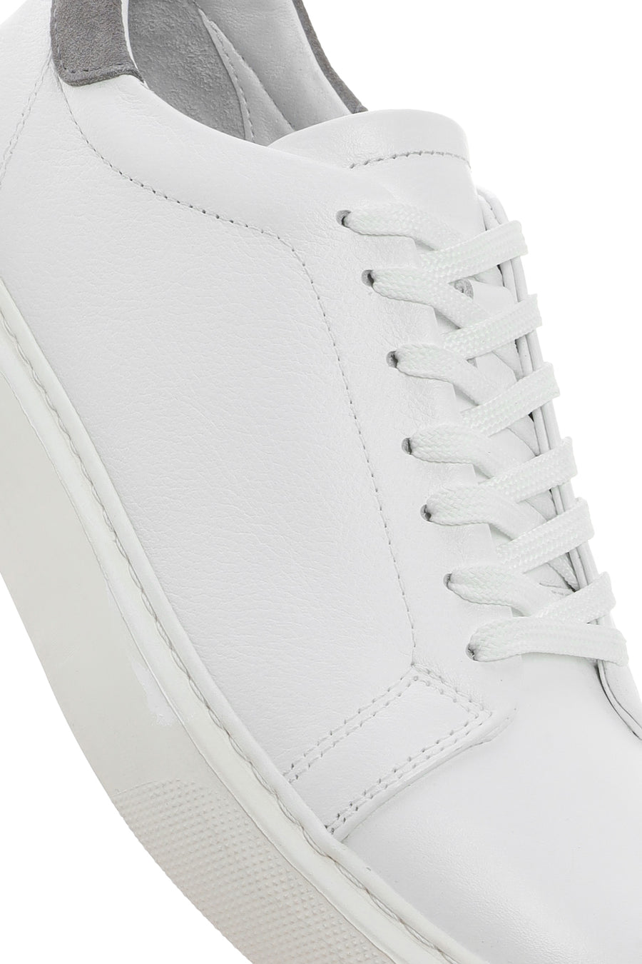 Men's White Lace-up Leather Sneaker