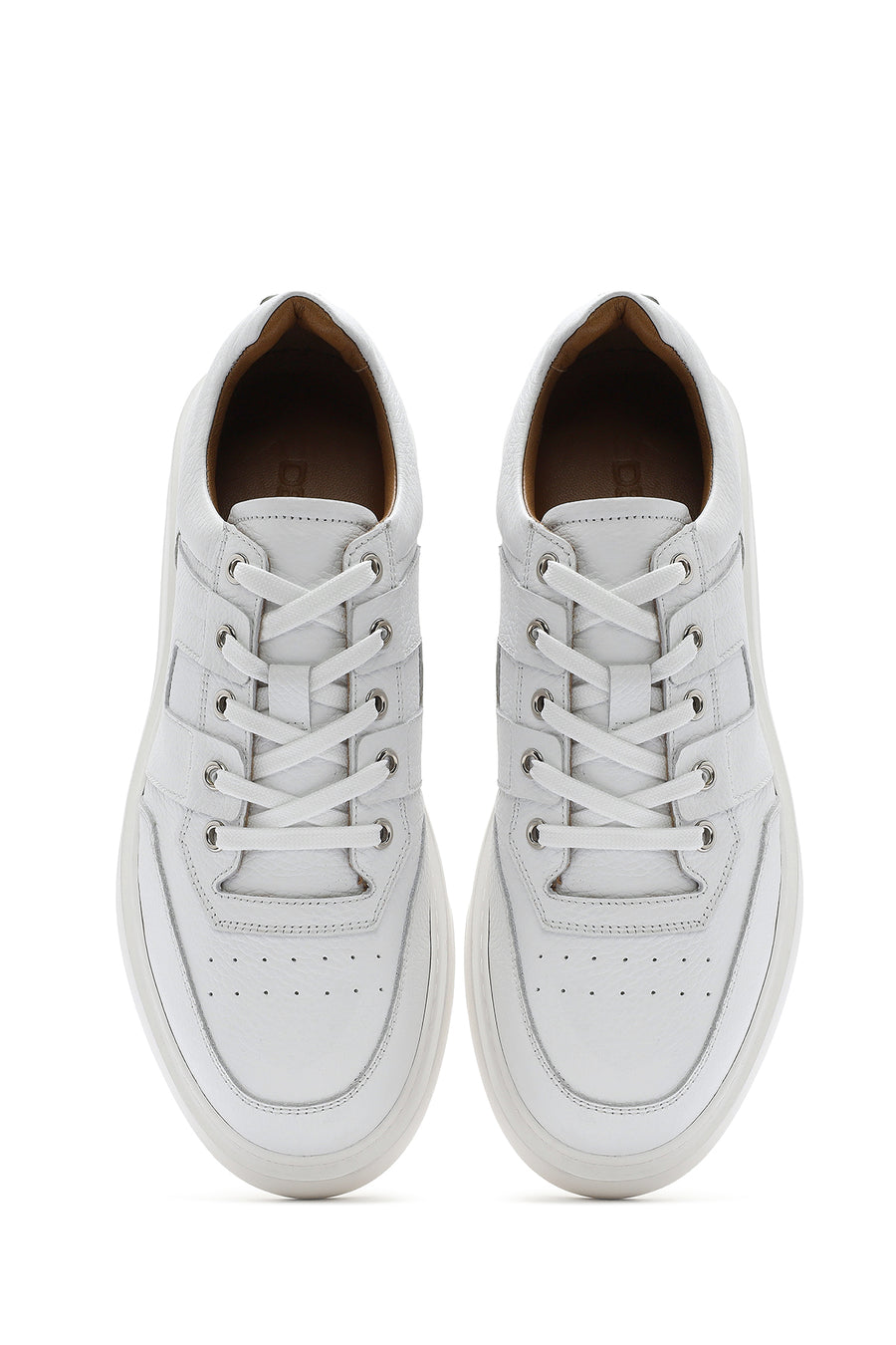 Male White Lace-Up Leather Sneaker