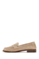 Women's Beige Suede Leather Masculine Loafer | Derimod