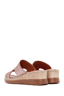 Women's Tan Thick Soled Leather Comfort Slippers | Derimod