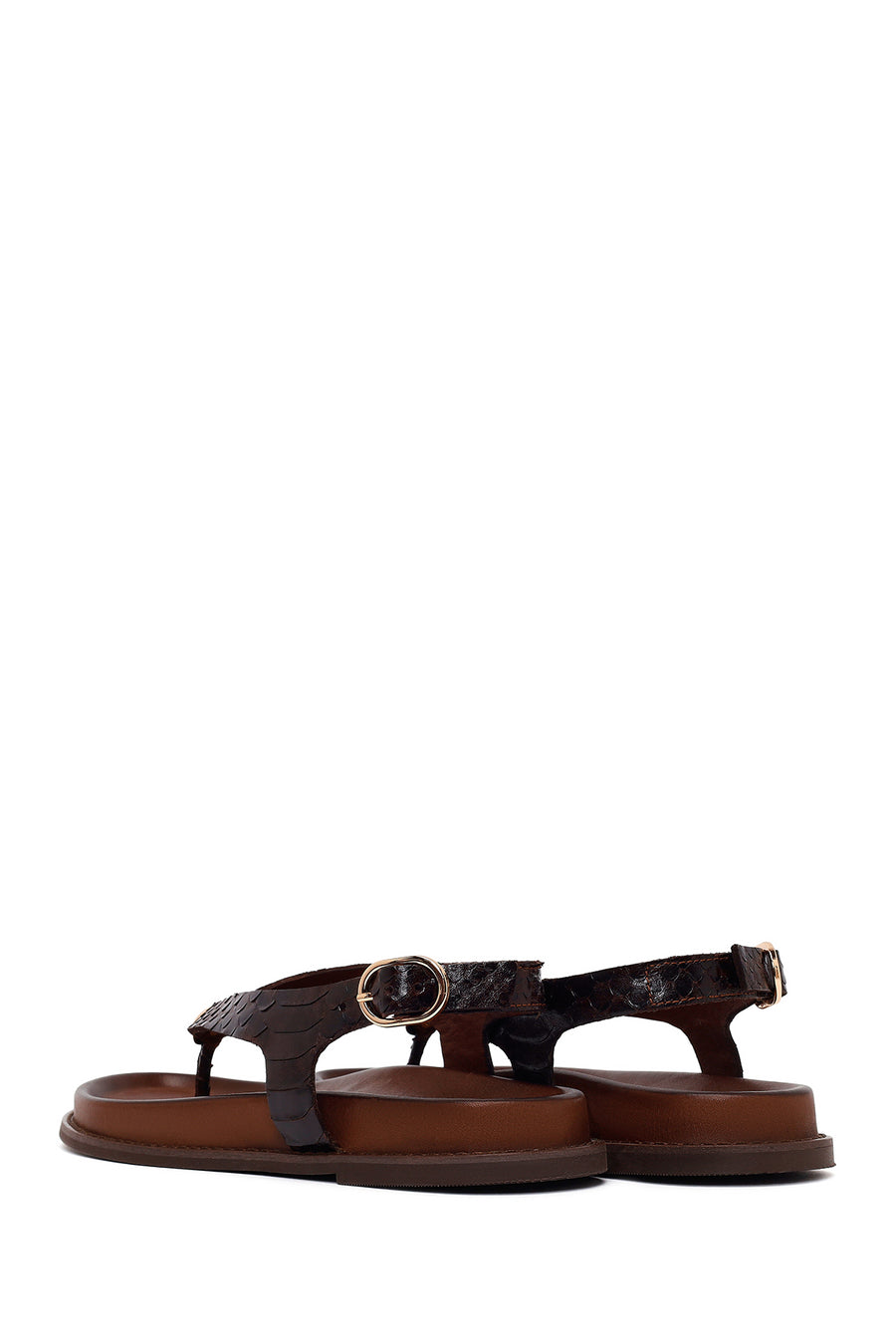 Woman Brown Leather Flip-Flop Sandal