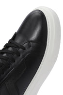 Erkek Siyah Bağcıklı Kalın Tabanlı Deri Sneaker | Derimod