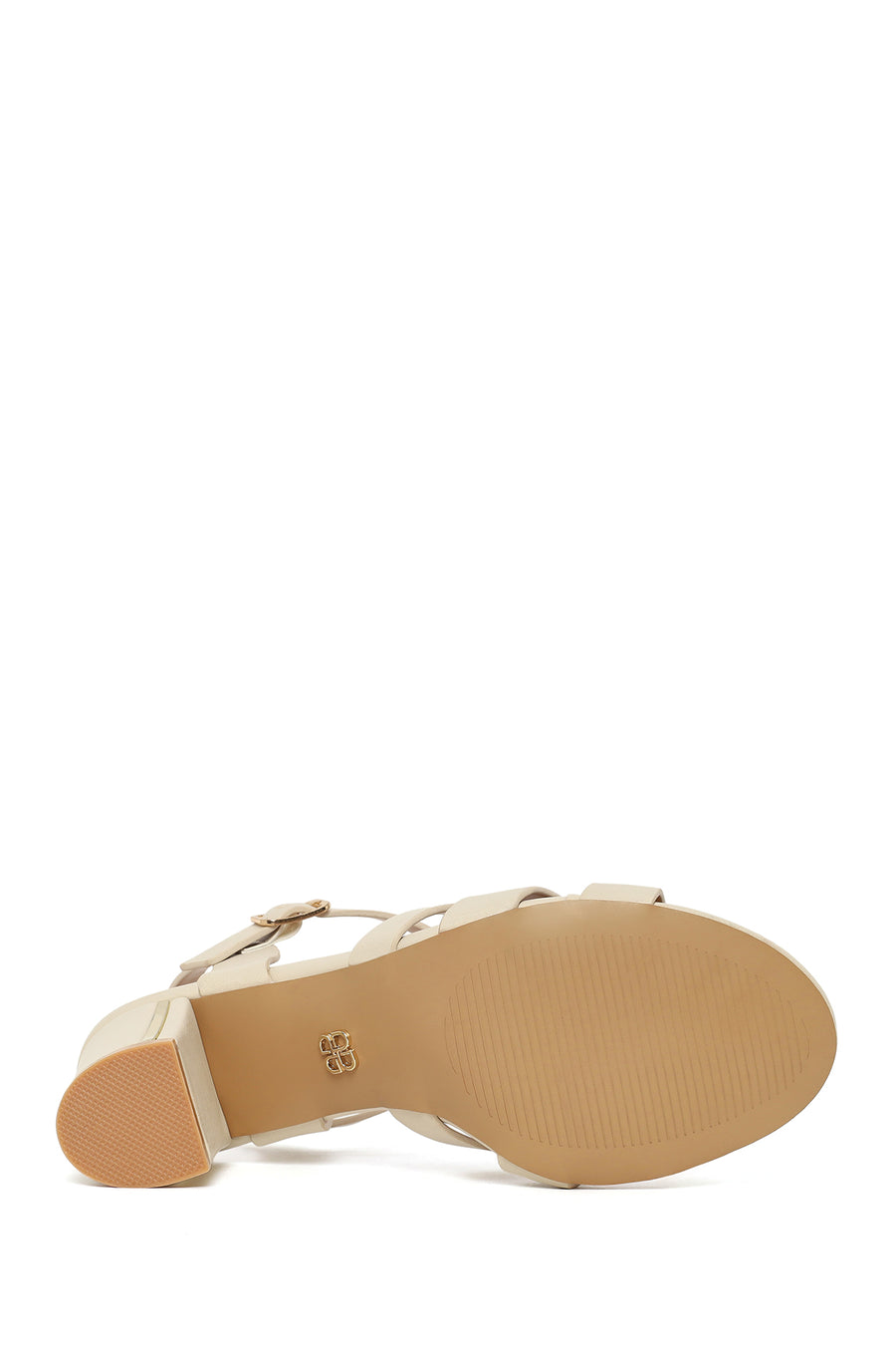 Woman Cream Ankle-Buckle Chunky-Heel Sandals