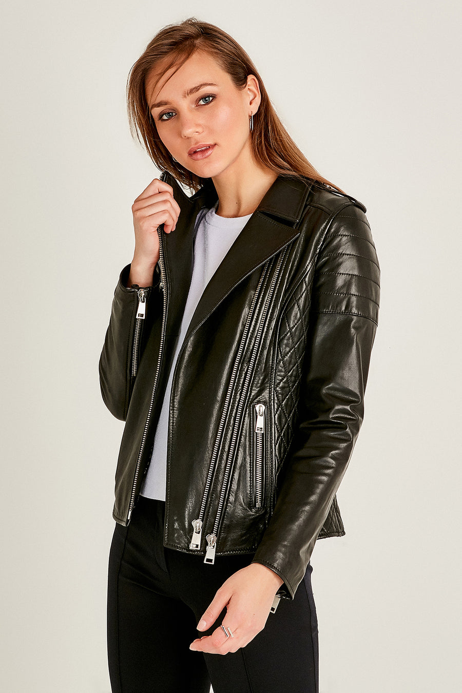 Gigi Women's Leather Jacket 19SGM552551 | Derimod