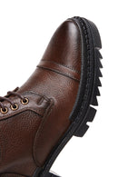 Men's Brown Leather Zippered Boots | Derimod