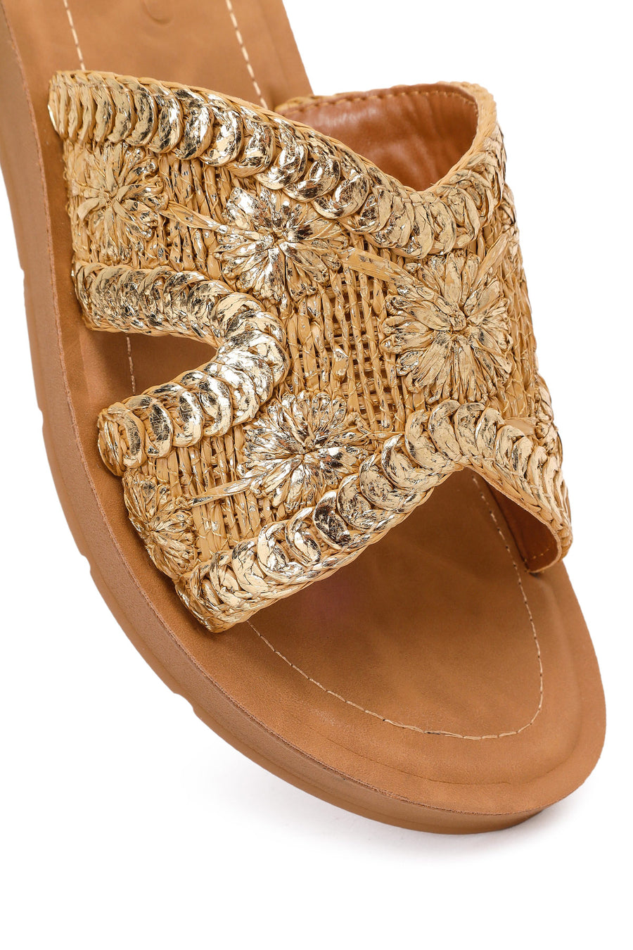 Woman Gold Braided Slippers