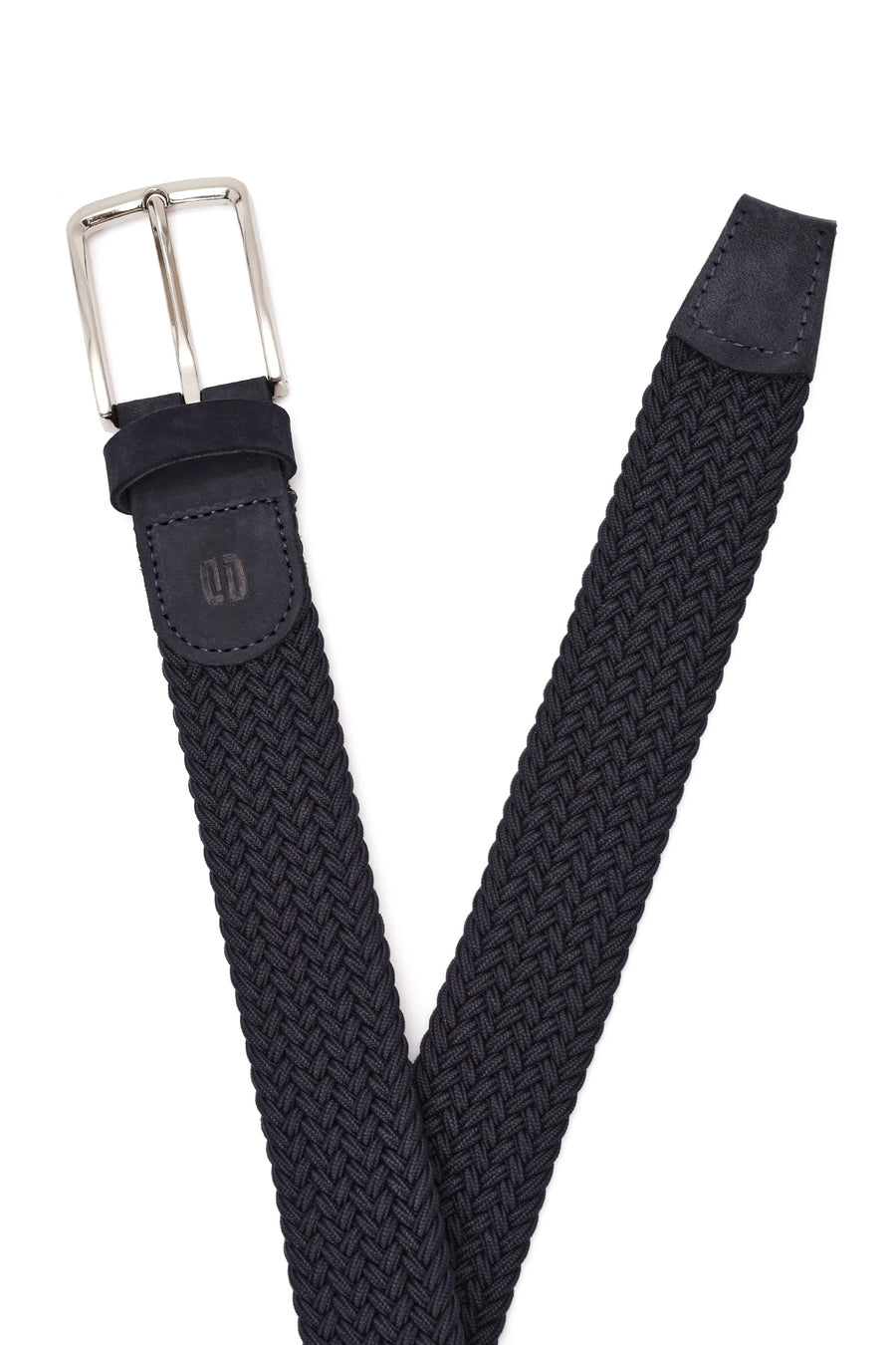 Men's Navy Blue Braided Leather Belt