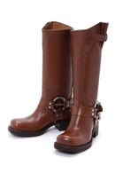 Women's Brown Leather Buckle Boots | Derimod