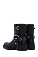 Women's Black Leather Buckle Boots | Derimod