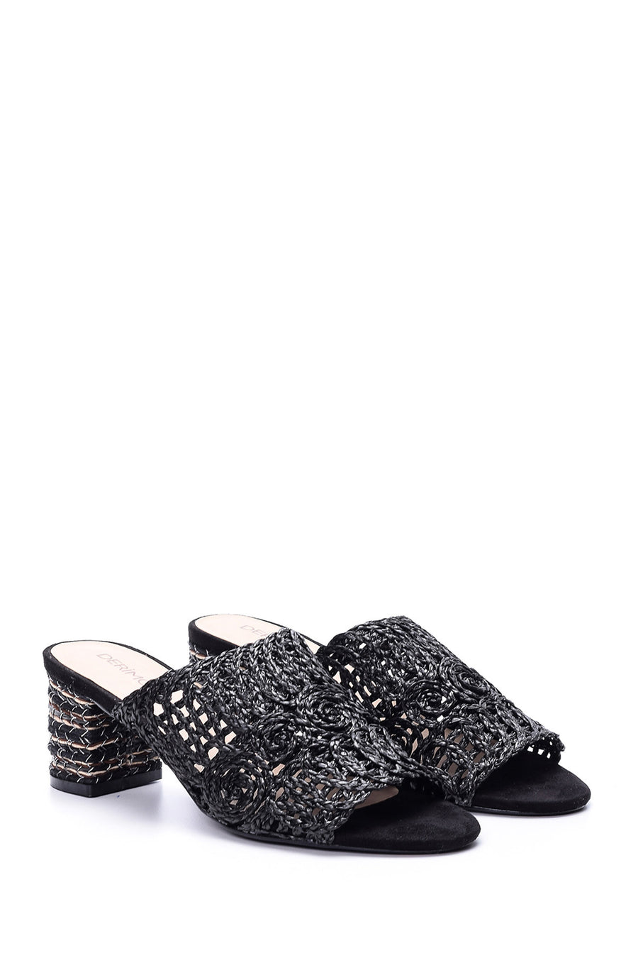 Women's Straw Heeled Slippers