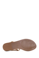 Woman Beige Ankle-Buckle Embellished Toe-Post Sandal | Derimod