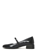 Women's Black Low Heel Patent Leather Ballerinas | Derimod