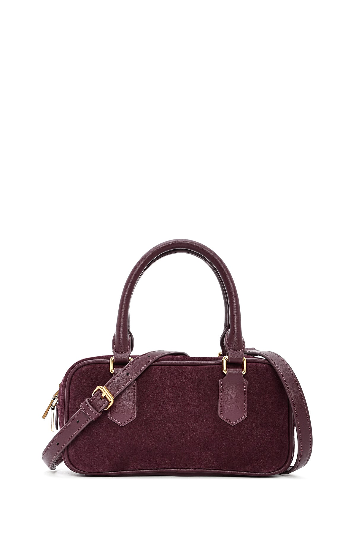 Women's Burgundy Long Strap Suede Leather Mini Handbag 24WBD259010 | Derimod