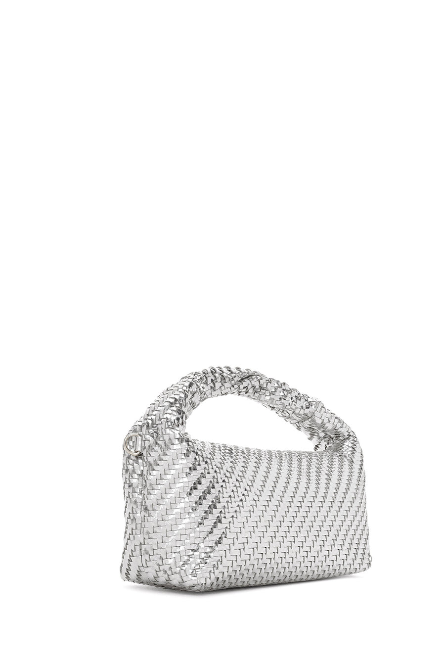 Women's Silver Long Strap Braided Mini Handbag