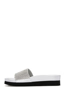 Women's Silver Thick Soled Stone Slippers | Derimod