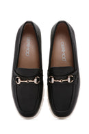 Women's Black Leather Comfort Loafer | Derimod