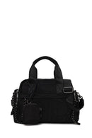 Woman Black Long-Strap Accessory-Detail Fabric Shoulder Bag | Derimod