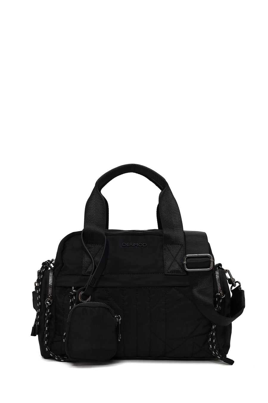 Woman Black Long-Strap Accessory-Detail Fabric Shoulder Bag WB100015KK | Derimod