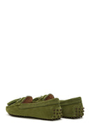 Women's Green Tassel Detailed Suede Leather Loafer | Derimod