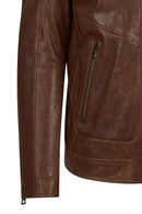 Luka Male Brown Slim-Fit Leather Jacket | Derimod