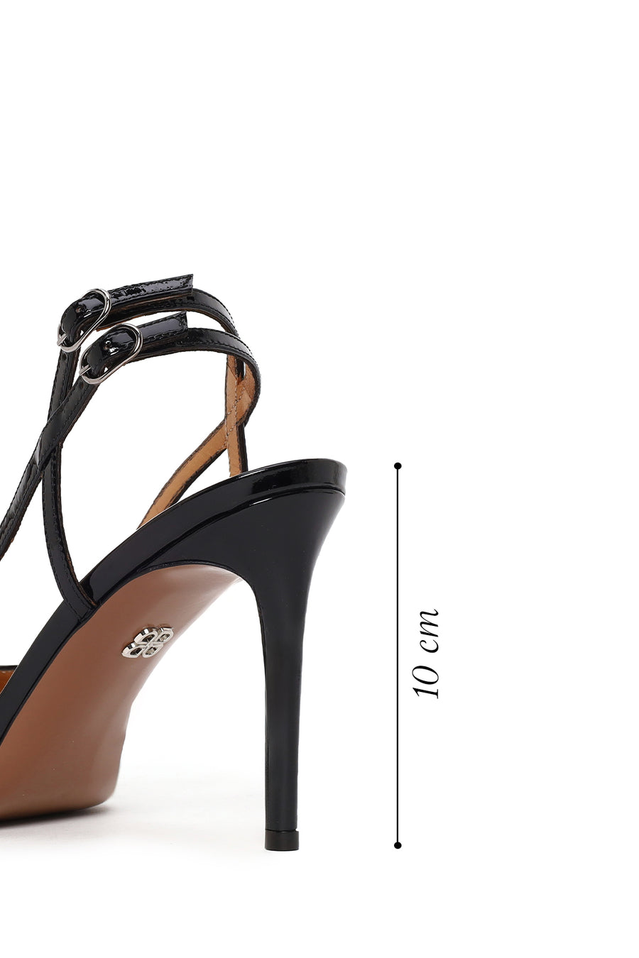 Woman Black Backless High Thin-Heeled Patent Leather Leather Shoes