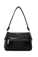 Women's Black Long Strap Patterned Crossbody Bag | Derimod