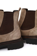 Male Beige Thick-Soled Suede Chelsea Boots | Derimod