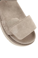 Women's Cream Strappy Thick Soled Suede Leather Sandals | Derimod