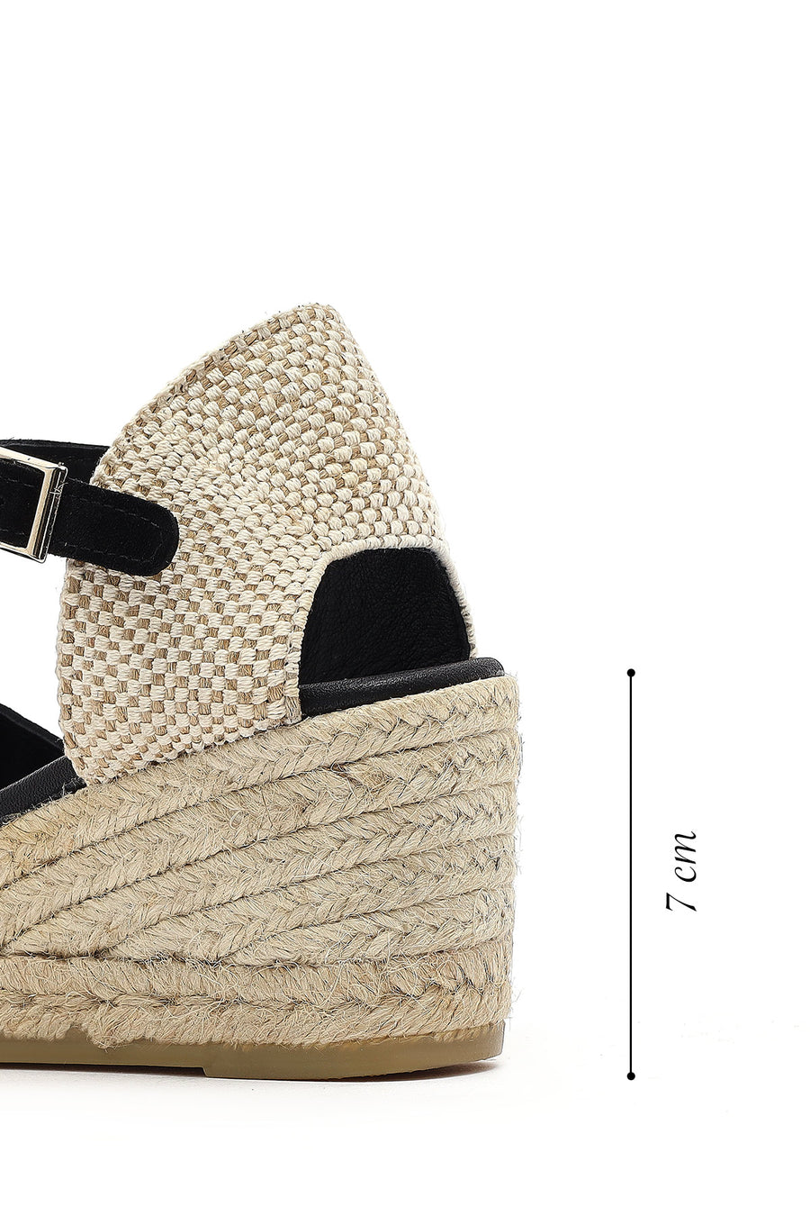 Women's Black Ankle Strap Wedge Heel Suede Leather Espadrille Sandals