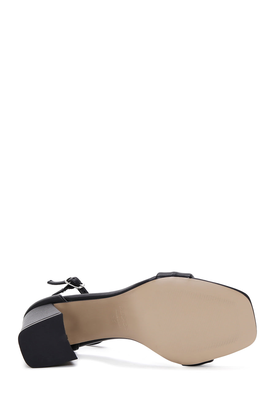Women's Black Ankle Strap Thick Heel Sandals