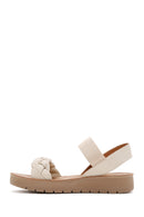 Women's Beige Knitted Patterned Sandals | Derimod