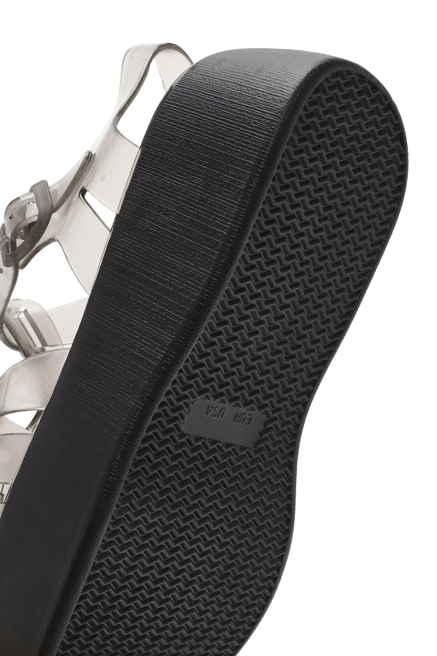 Women's Black Ankle Buckle Thick Soled Jelly Sandals