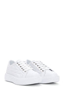 Women's White Leather Quilted Thick Soled Sneaker | Derimod