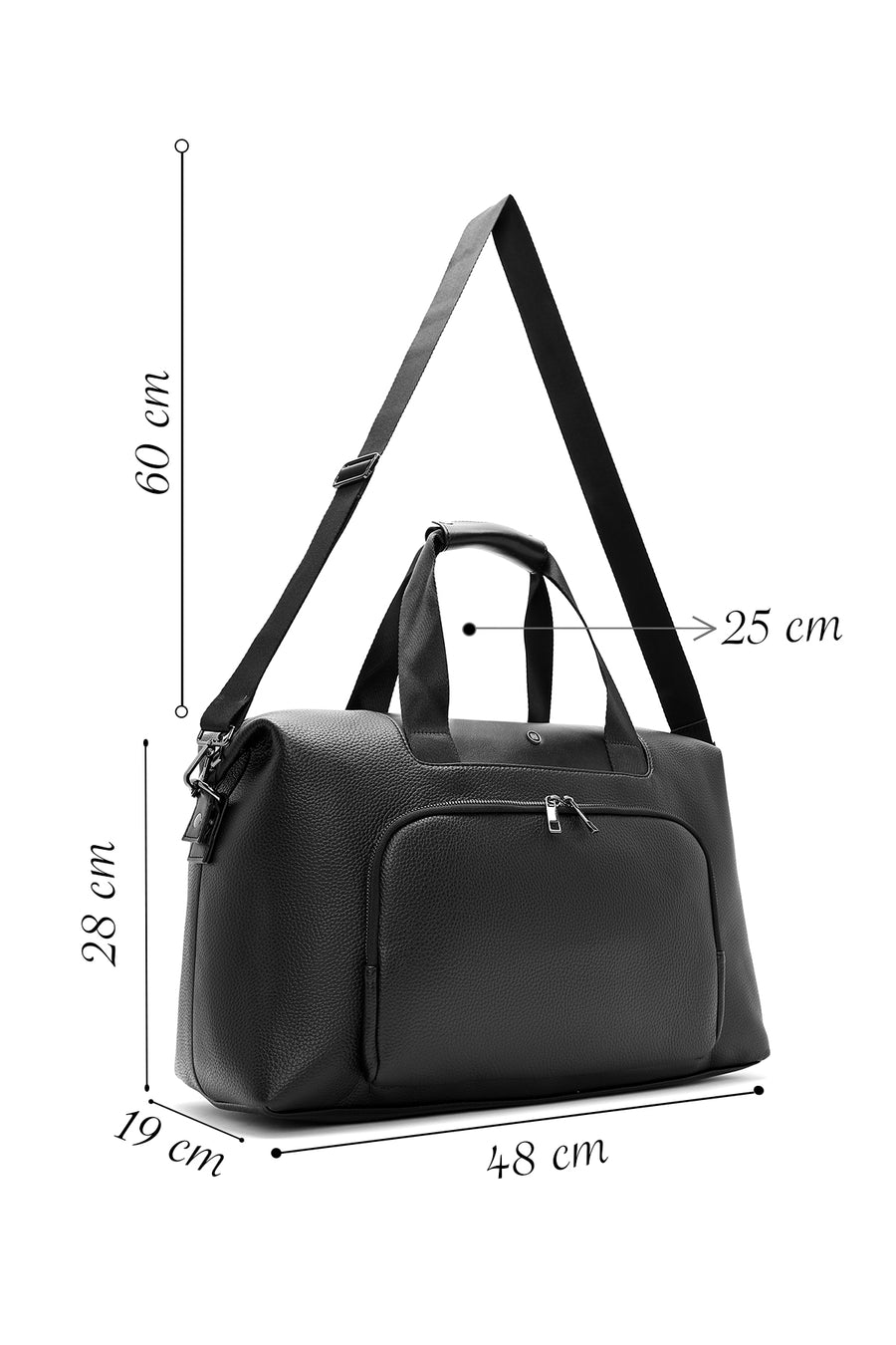 Unisex Black Long-Strap Trip Bag