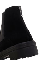 Women's Black Zippered Suede Leather Chelsea Boots | Derimod