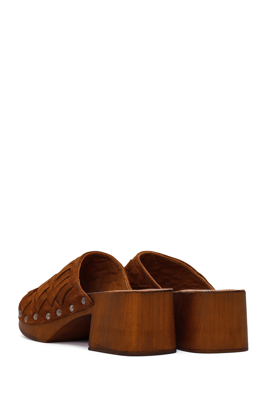 Woman Taba Short Thick-Heeled Suede Slipper