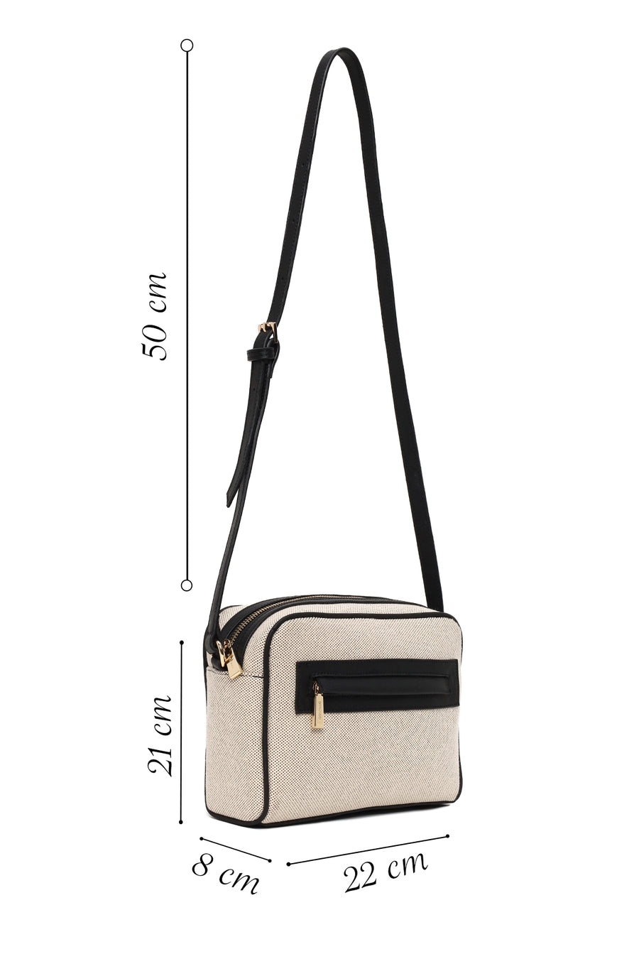 Woman Cream Long-Strap Printed Crossbody Bag