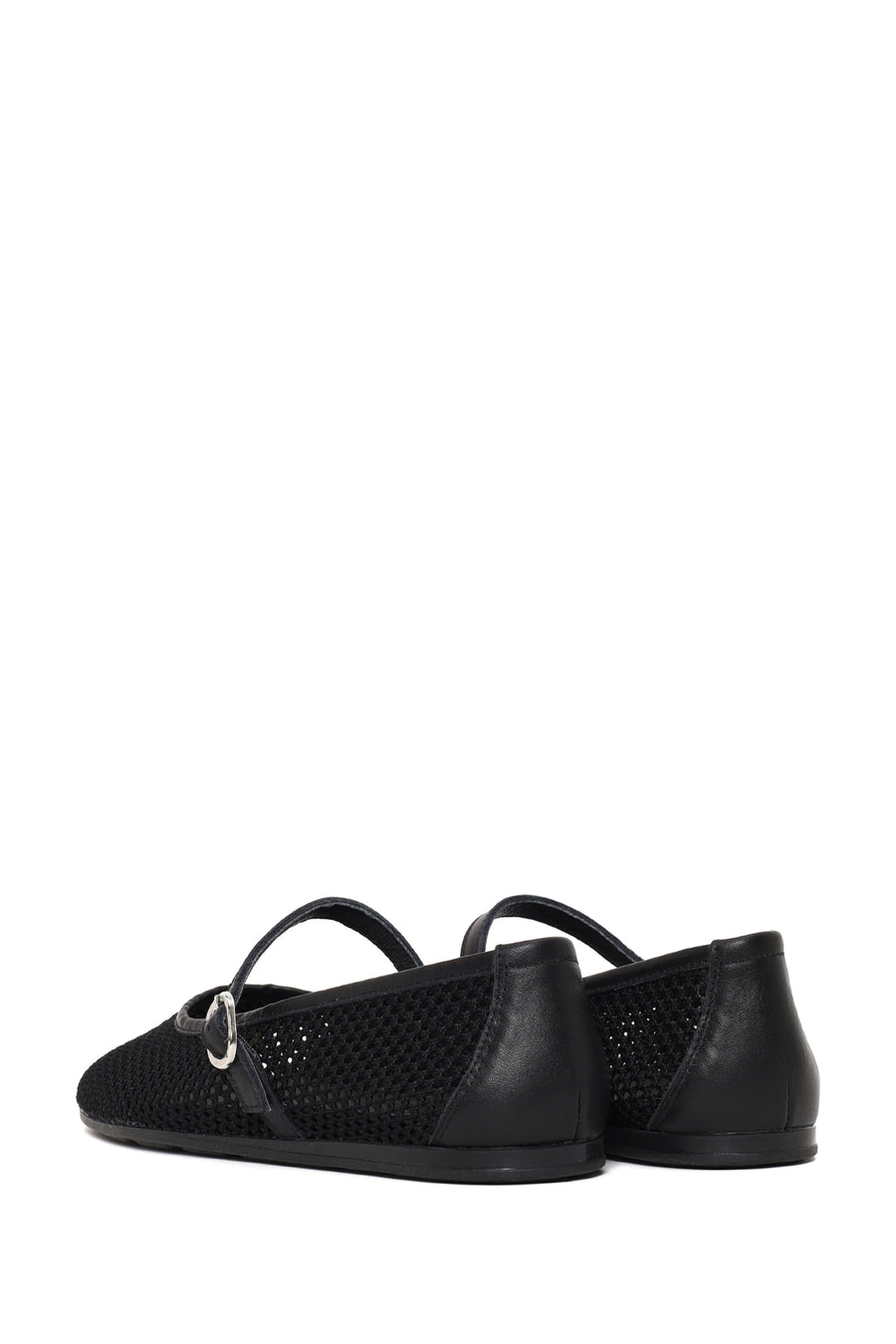 Woman Black Buckled Mesh Ballerine flats