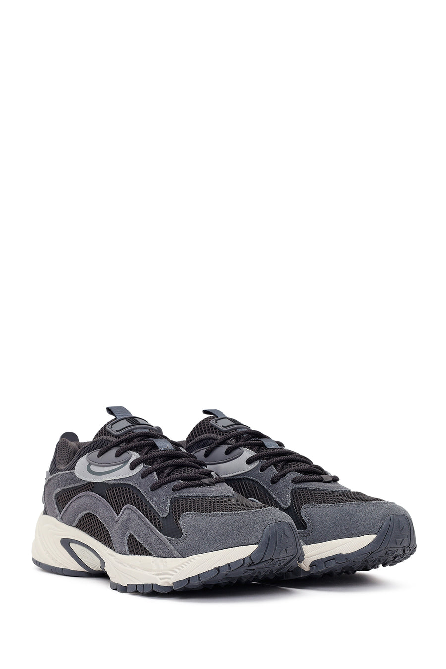 Male Gray Lace-Up Thick-Soled Leather Sneaker