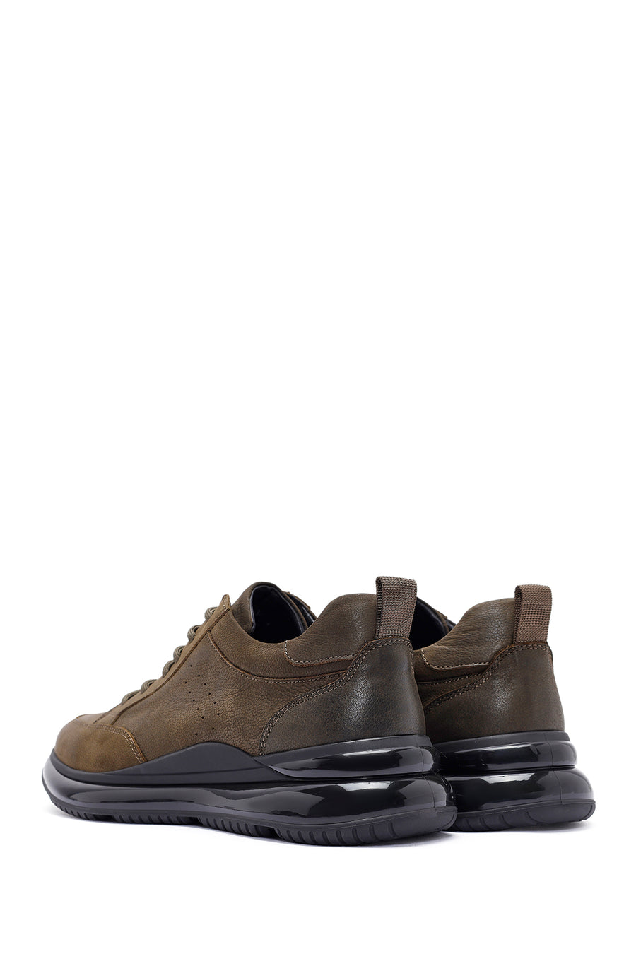 Erkek Haki Bağcıklı Nubuk Deri Sneaker
