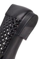 Women's Black Buckle Leather Ballerinas | Derimod