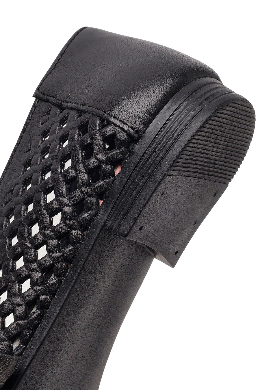 Women's Black Buckle Leather Ballerinas