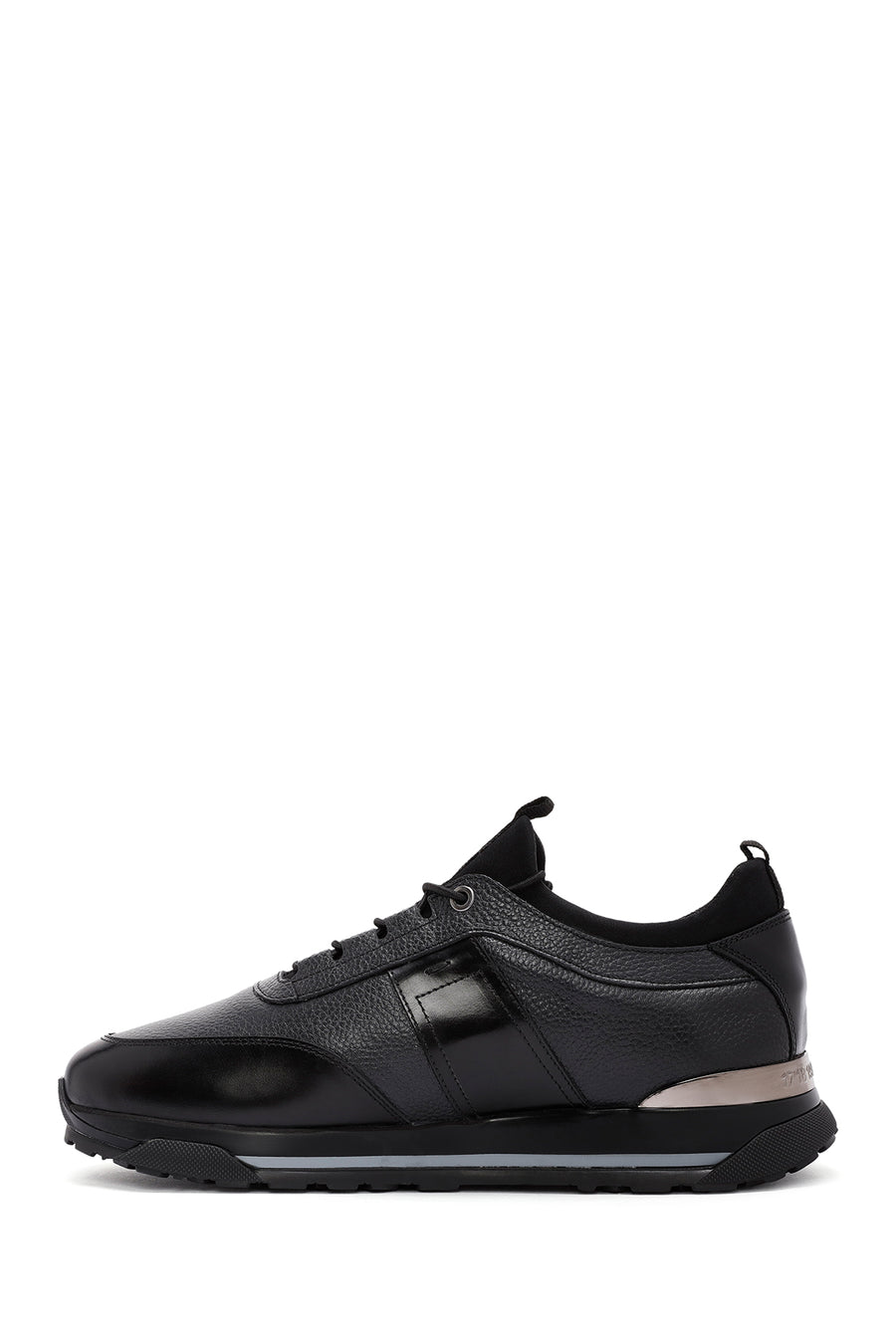 Erkek Siyah Bağcıklı Deri Casual Sneaker