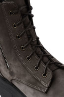 Women's Mink Lace-Up Double Zipper Detailed Thick-Soled Nubuck Leather Combat Boots | Derimod